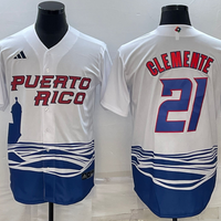 Men's 2023 World Baseball Classic #21 Roberto Clemente Puerto Rico White Jersey1