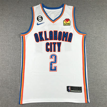 Men's Oklahoma City Thunder Shai Gilgeous-Alexander #2 White 2022/23 Fast Break Replica Jersey1 - Association Edition