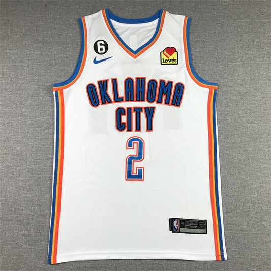 Men's Oklahoma City Thunder Shai Gilgeous-Alexander #2 White 2022/23 Fast Break Replica Jersey1 - Association Edition