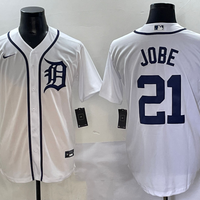 Men's Detroit Tigers Jackson Jobe #21 White Home Replica Player Jersey