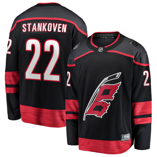 Men's Carolina Hurricanes Logan Stankoven #22 Fanatics Black Home Breakaway Player Jersey