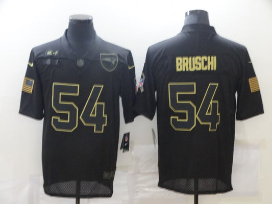 Men's New England Patriots Tedy Bruschi #54 Black Game Jersey1