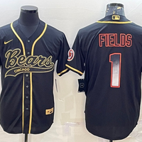 Men's Chicago Bears Justin Fields #1 Black Player Jersey1 Joint Edition