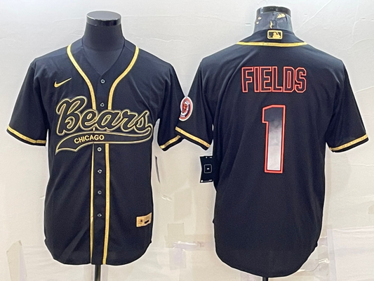 Men's Chicago Bears Justin Fields #1 Black Player Jersey1 Joint Edition