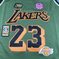 Men's Los Angeles Lakers LeBron James #23 Army Green 2018-19 Hardwood Classics Swingman Jersey1
