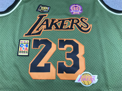 Men's Los Angeles Lakers LeBron James #23 Army Green 2018-19 Hardwood Classics Swingman Jersey1