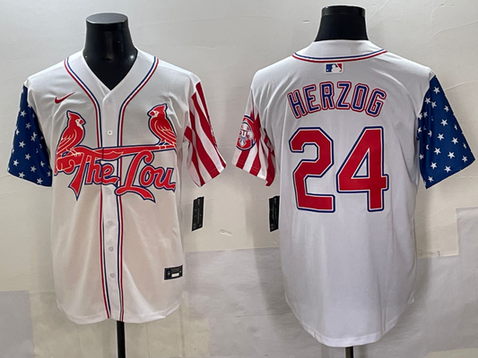 Men's St. Louis Cardinals Whitey Herzog #24 White Replica Player Jersey