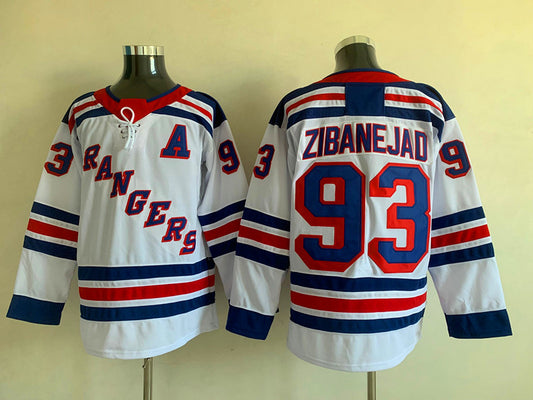 Men's New York Rangers Mika Zibanejad #93 White Player Jersey1