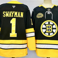 Men's Boston Bruins Jeremy Swayman #1 Black Jersey1