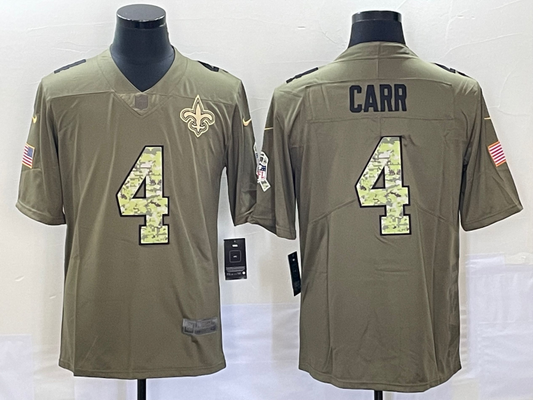 Men's New Orleans Saints Derek Carr #4 Brown Game Player Jersey1
