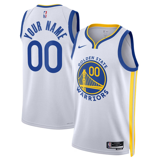 Men's Golden State Warriors White Swingman Custom Jersey1 - Association Edition