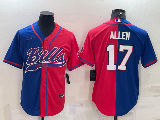 Men's Buffalo Bills Josh Allen #17 Royal/Red Game Jersey1 Joint Edition