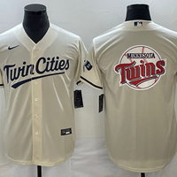 Men's Minnesota Twins Beige Alternate Replica Team Jersey1