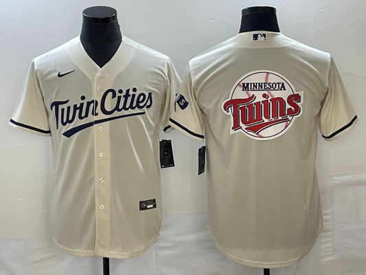 Men's Minnesota Twins Beige Alternate Replica Team Jersey1