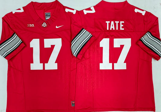 Men's Ohio State Buckeyes Carnell Tate #17 Red Player Jersey
