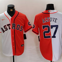 Men's Houston Astros Jose Altuve #27 White/Orange Limited Player Jersey1