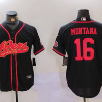 Men's San Francisco 49ers Joe Montana #16 Black Replica Player Jersey1
