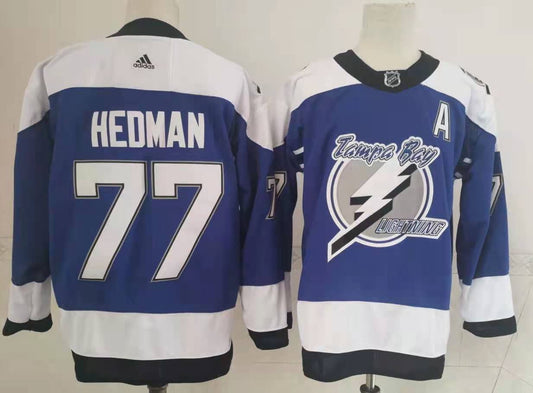 Men's Tampa Bay Lightning Victor Hedman #77 Blue Player Jersey1