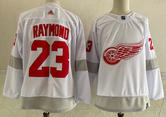 Men's Detroit Red Wings Lucas Raymond #23 White Breakaway Player Jersey1