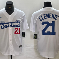 Men's Santurce Crabbers Roberto Clemente #21 White Puerto Rico Baseball Jersey1