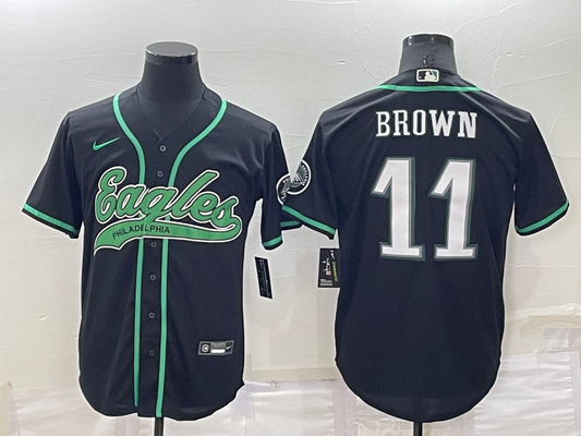 Men's Philadelphia Eagles A.J. Brown #11 Black Game Jersey1 Joint Edition