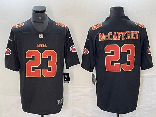 Men's San Francisco 49ers Christian McCaffrey #23 Carbon Black Fashion Game Jersey1