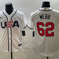 Men's USA Baseball Logan Webb #62 White 2026 World Baseball Classic Stadium Jersey