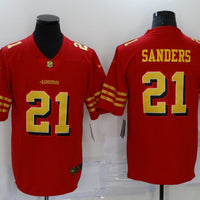 Men's San Francisco 49ers Deion Sanders #21 Red Player Game Jersey1
