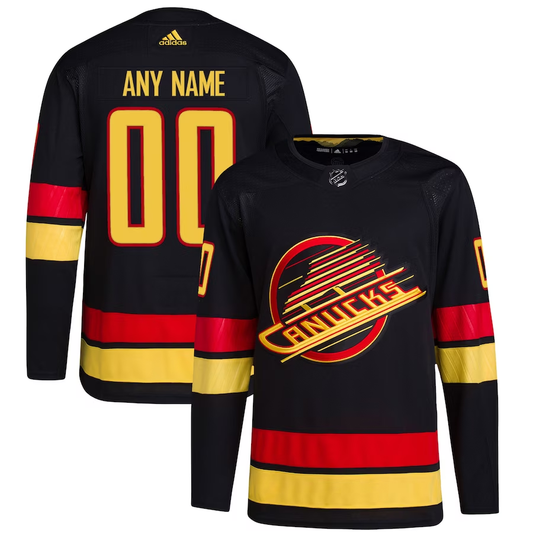 Men's Vancouver Canucks Black Retro Primegreen Authentic Pro Custom Jersey1