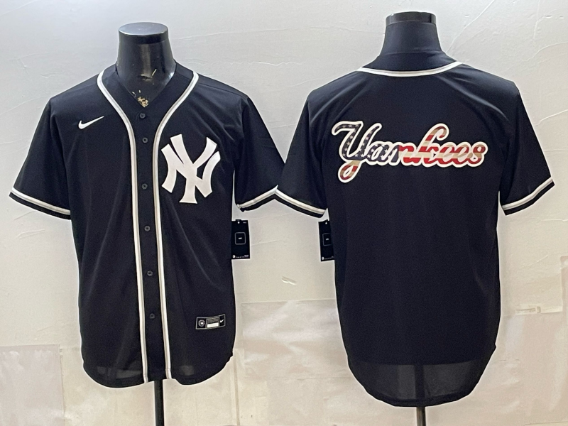 Men's New York Yankees Fashion Black Out Limited Player Jersey