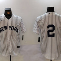 Men's New York Yankees Derek Jeter #2 White Player Name Jersey1