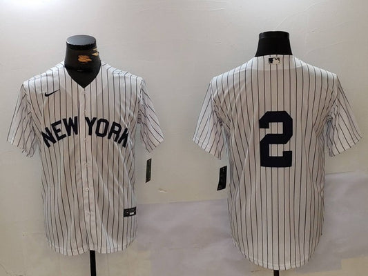 Men's New York Yankees Derek Jeter #2 White Player Name Jersey1