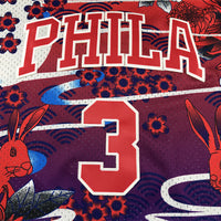 Men's Philadelphia 76ers Allen Iverson #3 Year of Rabbit Edition Hardwood Classics Swingman Jersey1