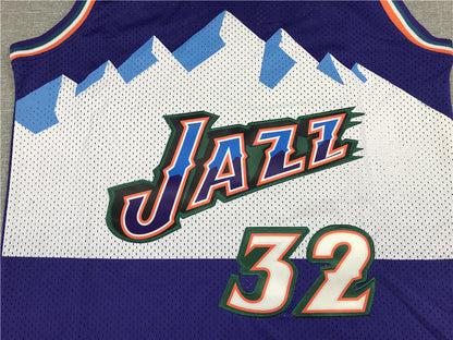 Men's Utah Jazz Karl Malone #32 Purple Hardwood Classics Throwback Team Jersey1