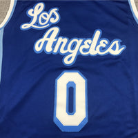 Men's Los Angeles Lakers Russell Westbrook Blue Hardwood Classic Swingman Jersey1