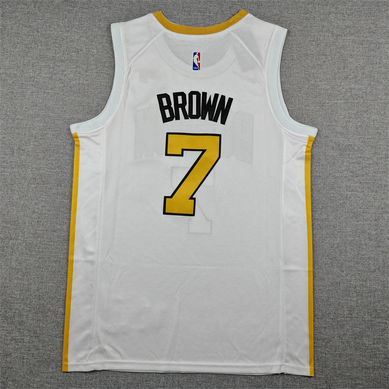 Men's Boston Celtics Jaylen Brown #7 White 2025/26 Swingman Jersey - City Edition