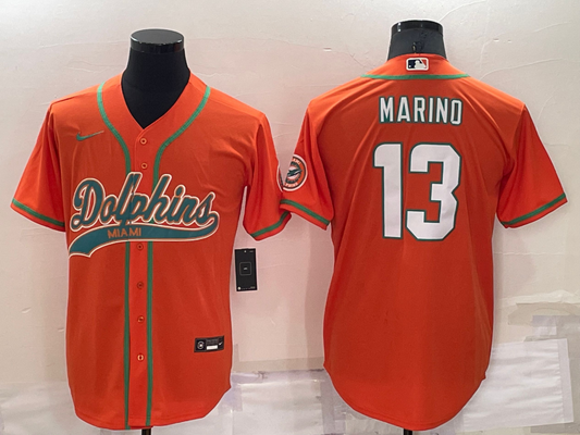 Men's Miami Dolphins Dan Marino #13 Orange Game Jersey1 Joint Edition