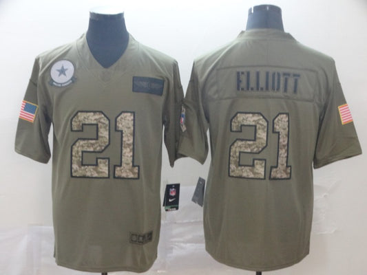 Men's Dallas Cowboys Ezekiel Elliott #21 Brown Authentic Game Jersey1