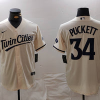 Men's Minnesota Twins Kirby Puckett #34 Cream Limited Player Jersey1