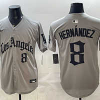 Men's Los Angeles Dodgers Enrique Hernandez #8 Gray Alternate Replica Jersey