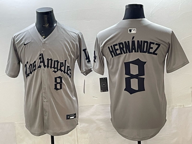 Men's Los Angeles Dodgers Enrique Hernandez #8 Gray Alternate Replica Jersey