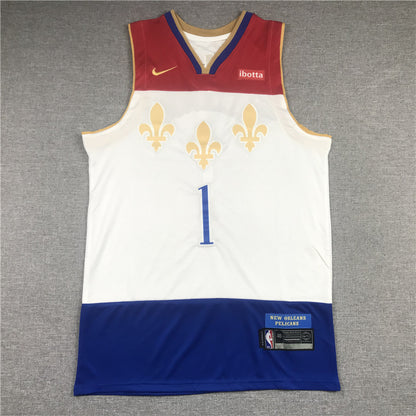 Men's New Orleans Pelicans Zion Williamson #1 White 2020/21 Swingman Jersey1