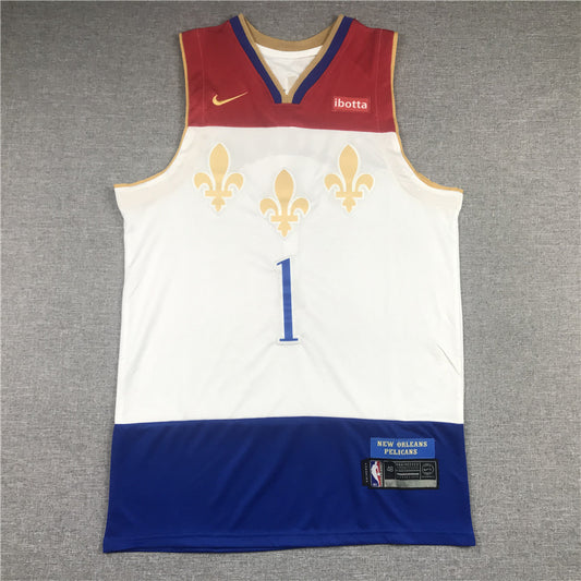 Men's New Orleans Pelicans Zion Williamson #1 White 2020/21 Swingman Jersey1