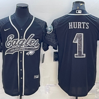 Men's Philadelphia Eagles Jalen Hurts #1 Black RFLCTV Limited Jersey1 Joint Edition