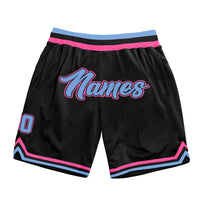 Custom Black Light Blue Pink Basketball Shorts