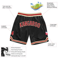 Custom Black Red Cream Basketball Shorts - 2