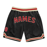 Custom Black Red Cream Basketball Shorts