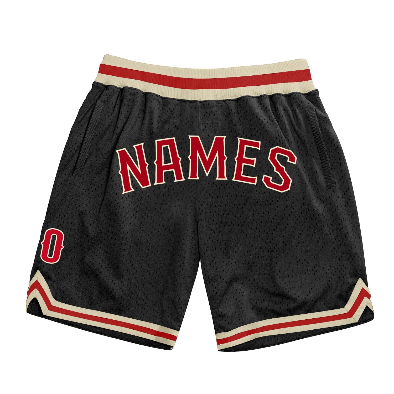 Custom Black Red Cream Basketball Shorts