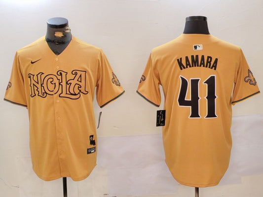 Men's New Orleans Saints Alvin Kamara #41 Yellow Game Player Jersey1