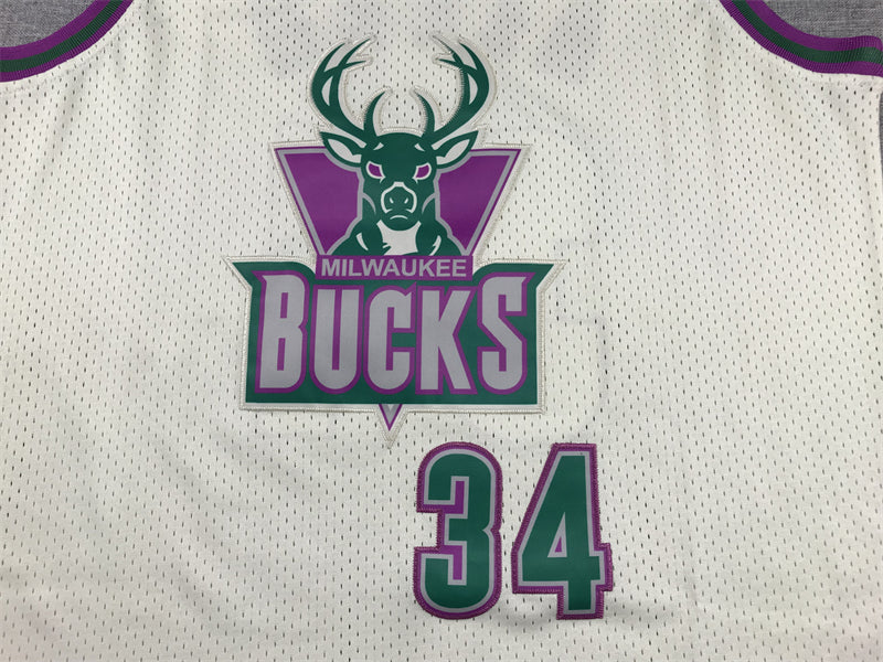 Men's Milwaukee Bucks Giannis Antetokounmpo #34 Cream Chainstitch Swingman Jersey1